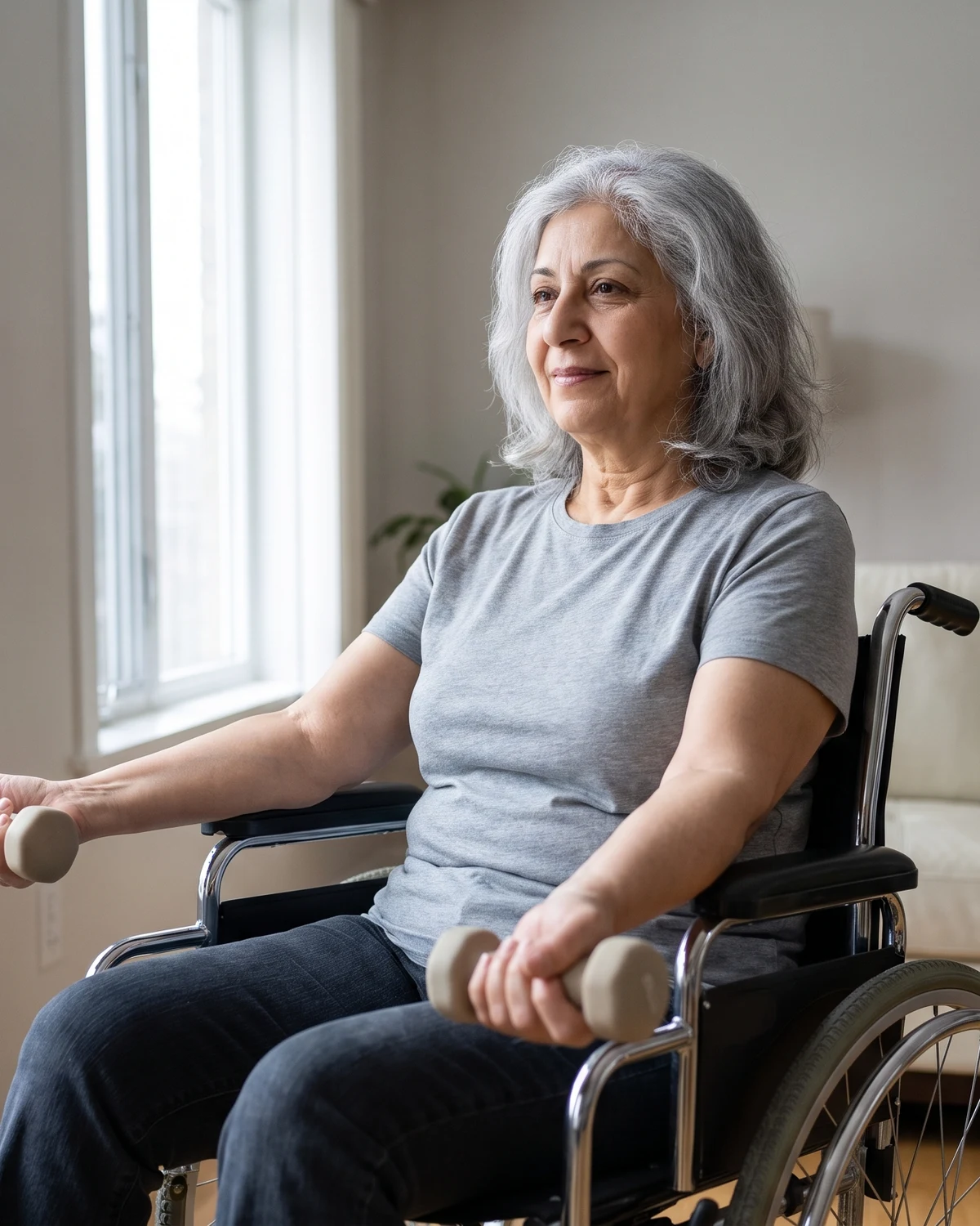 Senior patient staying strong and independent at home