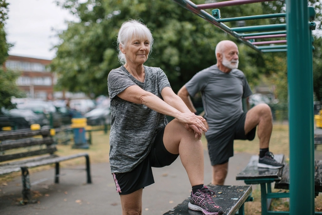 older couple outdoor exercise