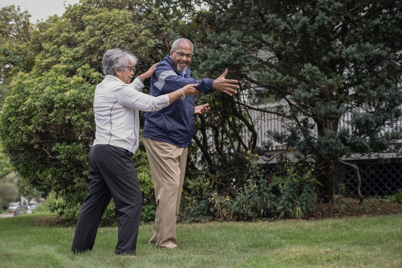 older couple being active